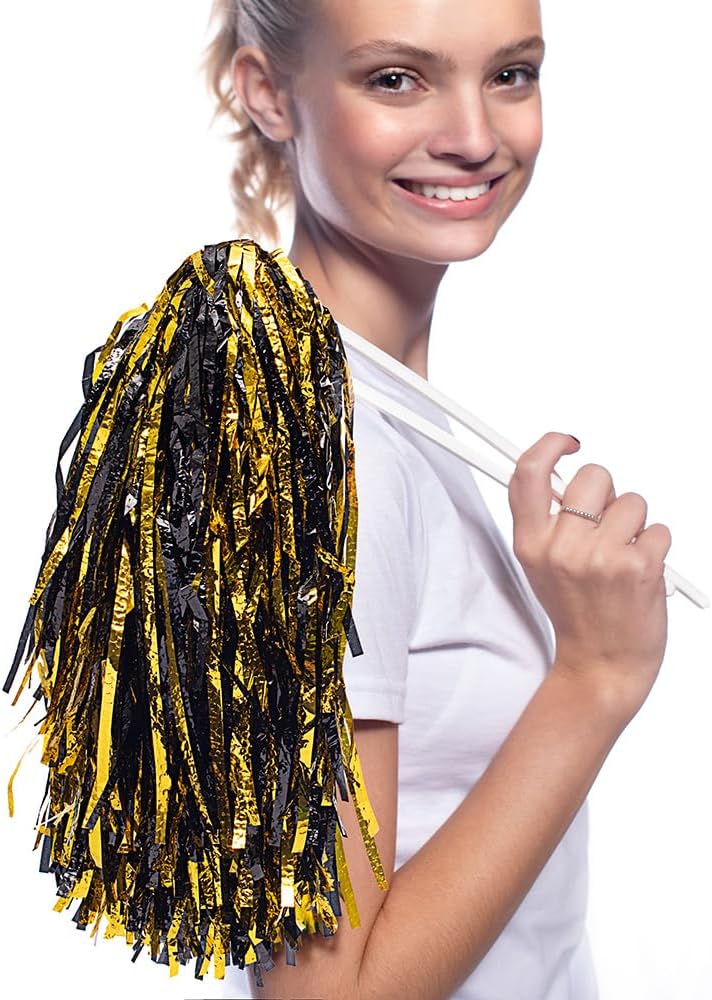 Anderson's Metallic Foil Textured School Spirit Shakers, Cheerleader Pom Poms, Football, Basketball, Homecoming Squad, Team, Party, Dance, Club, Performance, Fan Celebration Pack of 10 - Image 2